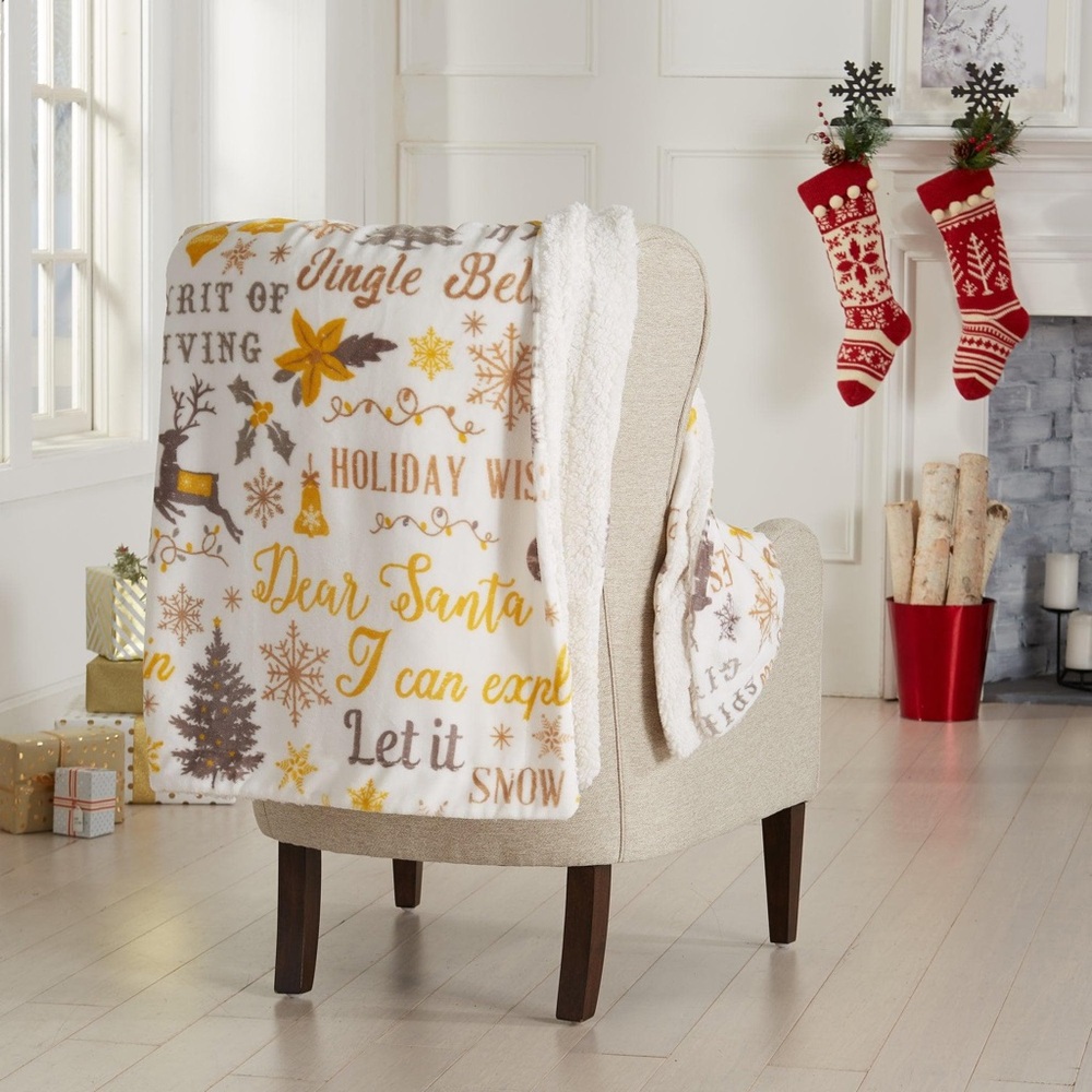 Great Bay- Esmay Collection: Carol -Velvet Sherpa Throw Blanket- NWT - 50 x 60”